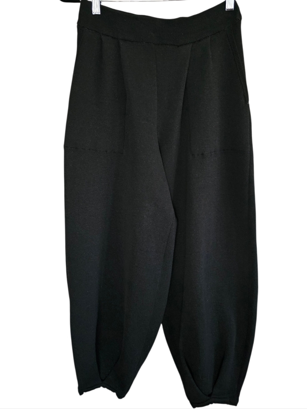Black Wide-Leg Knit Pants — Casual High-Rise Comfort - Picture 2 of 5